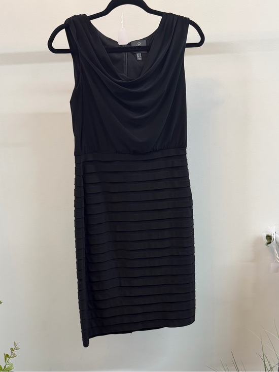 Adrianna Papell Dresses & Skirts - Adrianna Papell Black Sleeveless Cowl Neck Midi Dress with Layered Skirt